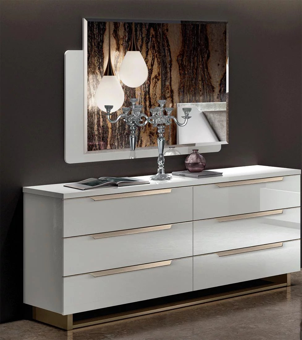 Glossy White 6 Drawer Double Dresser S259436