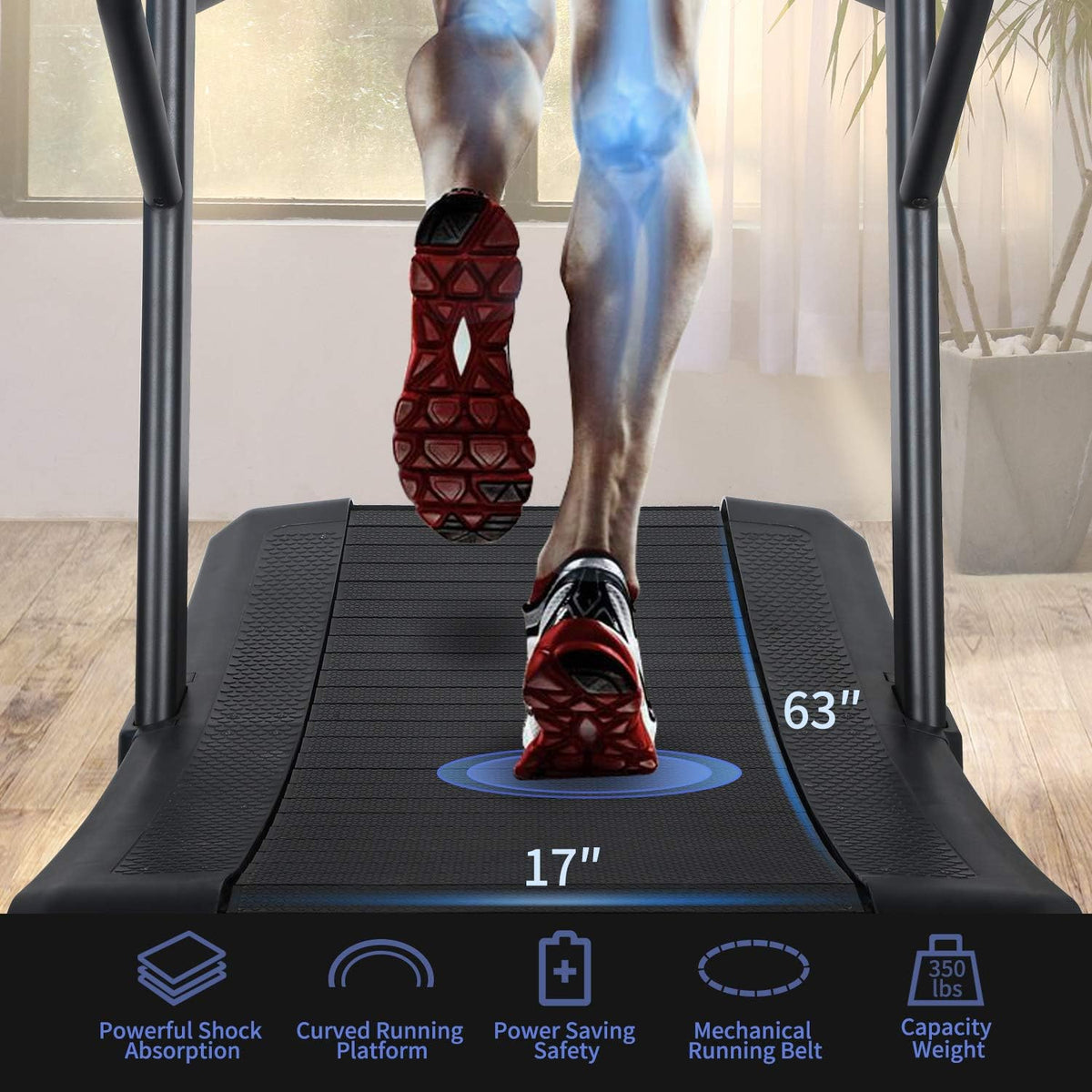 Curved Non-electric Motorized Treadmill with Resistance Adjustment H6050