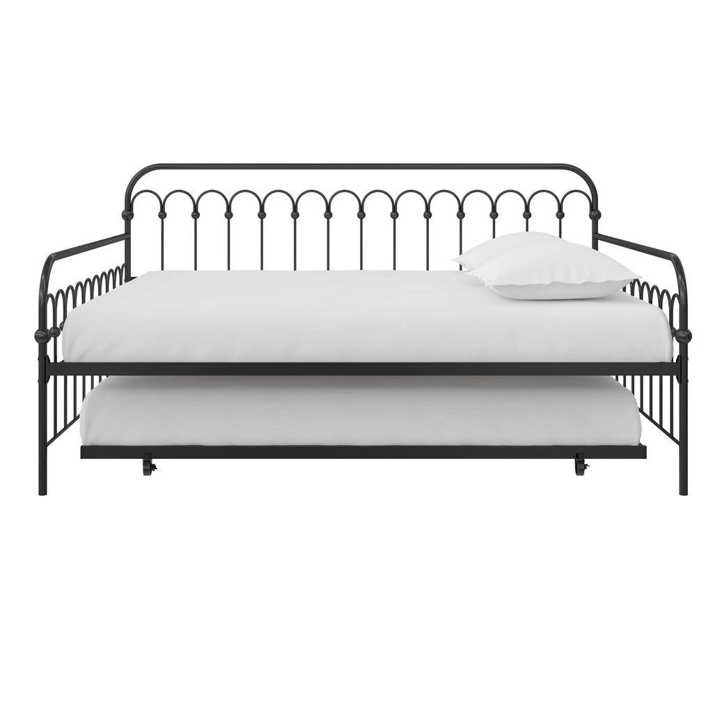 Black Full Metal Daybed with Twin Trundle Bed N48210
