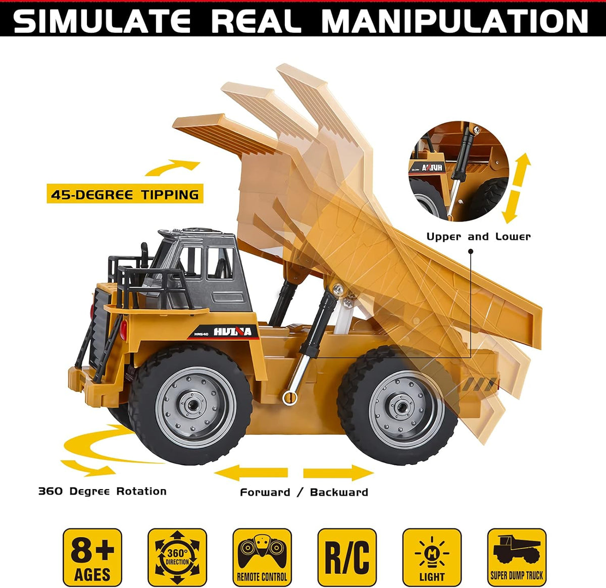 Remote Control Construction Dump Truck Toy with Rechargeable Battery O25760