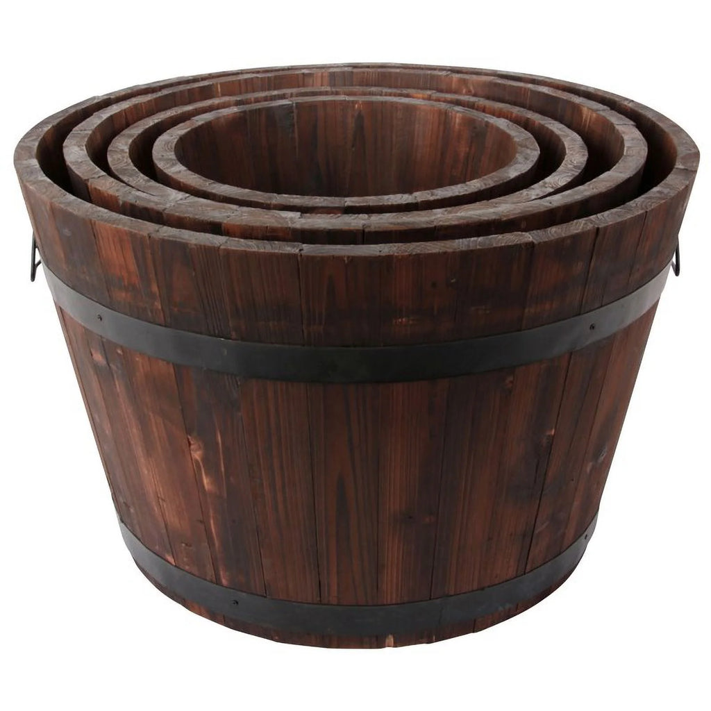 Round Wood Planters Set of 4 H91050