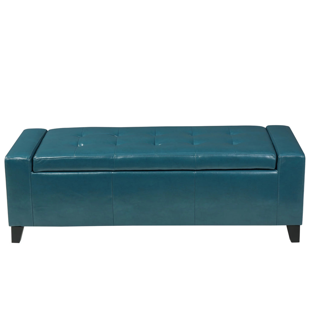 Teal PU Leather Storage Ottoman N28908