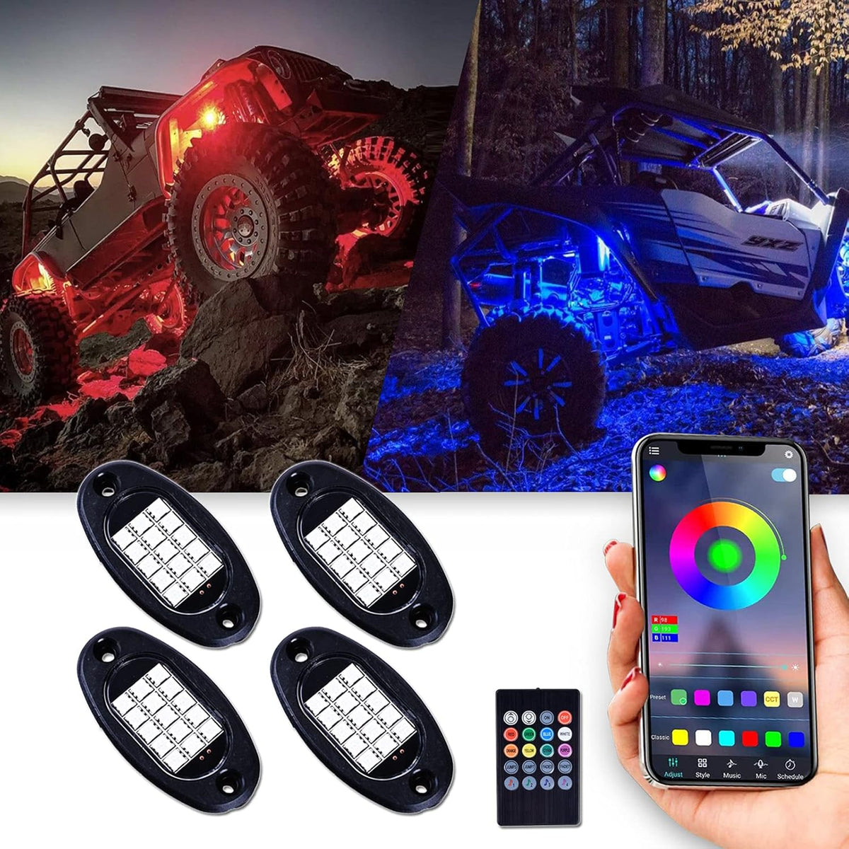 RGB LED Rock Lights 120 LEDs Waterproof 8Pods W694714