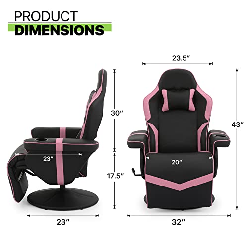 Grey PU Leather Swivel Gaming Recliner Chair with Adjustable Backrest D929790