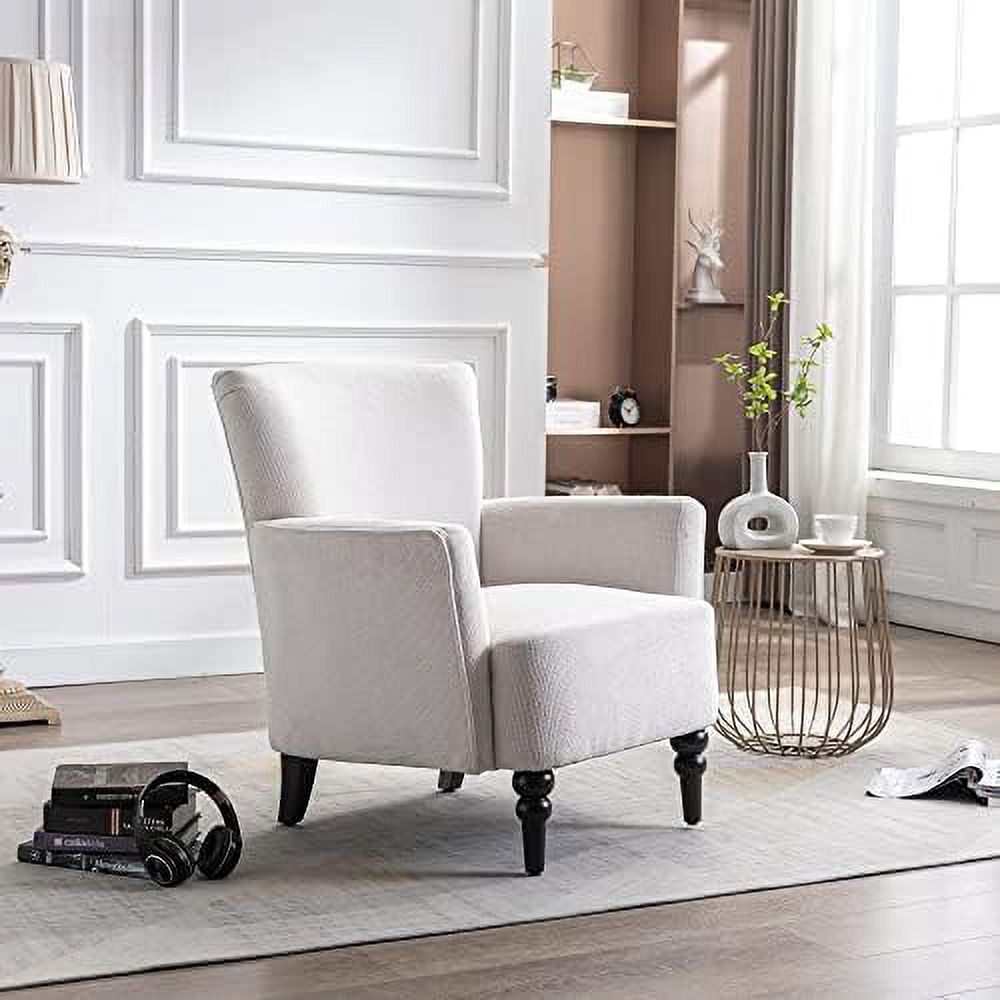 Upholstered Polyester Tufted Wingback Arm Chair with Wooden Legs Z32992