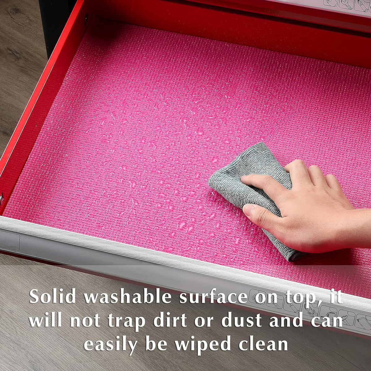 Rosy Pink 18 inch x 24 feet Non-Slip Tool Box Drawer Liner W58047