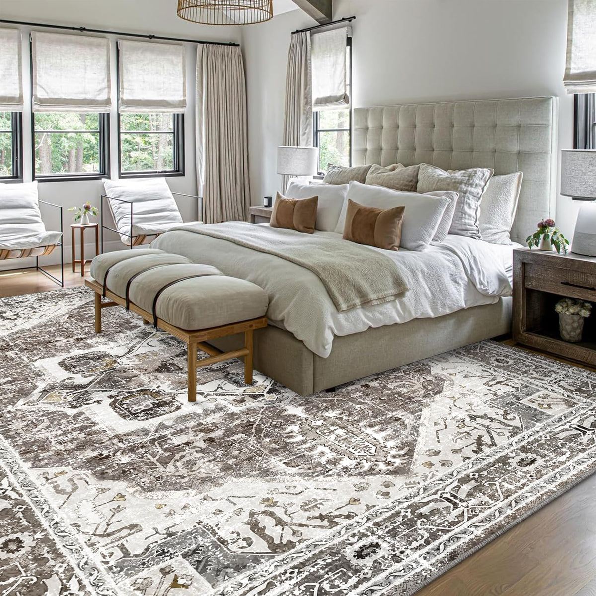 Machine Washable 5x7 Non-Slip Low Pile Area Rug R60489