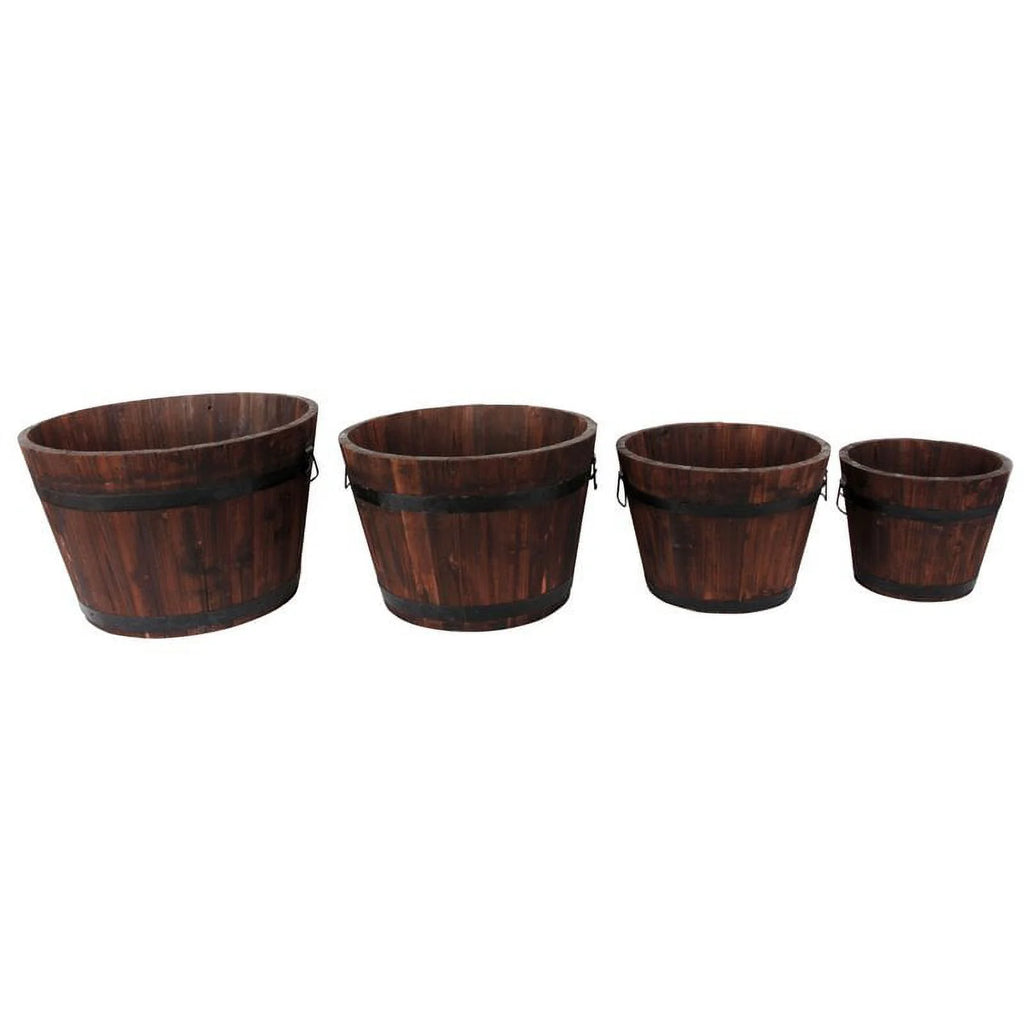 Round Wood Planters Set of 4 H91050