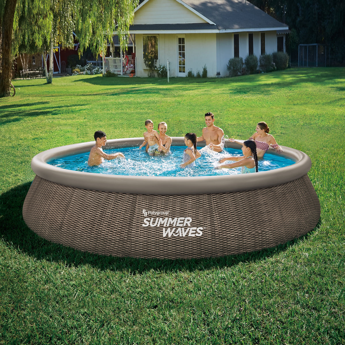 15 ft Round Dark Double Rattan Pool X13966