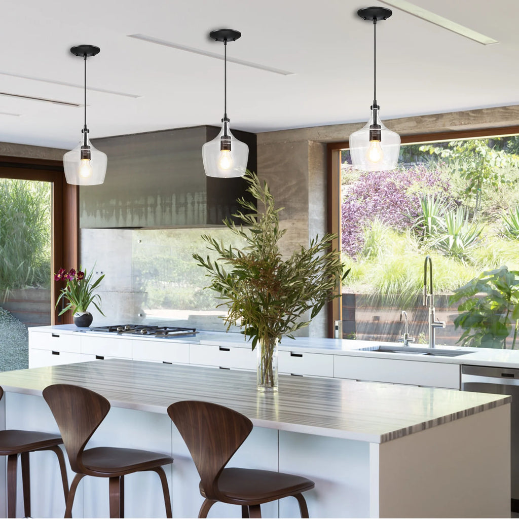 3-Pack Bronze Pendant Lighting with Glass Shade I66015