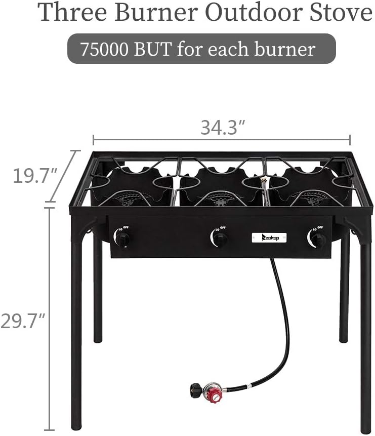 Outdoor 3 Burner Propane Gas Camp Stove with Detachable Legs Z29243