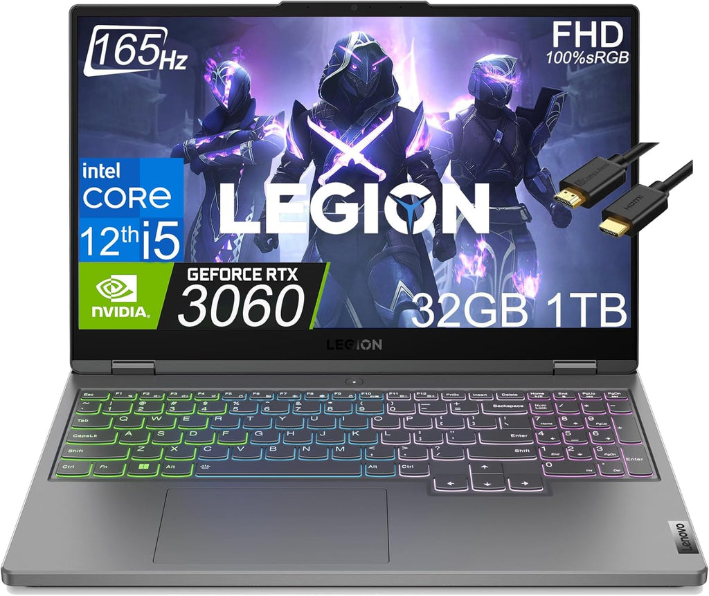 15.6" FHD IPS 165Hz Gaming Laptop with 32GB DDR5 RAM, 1TB PCIe SSD, GeForce RTX 3060, Intel Core i5, 4-Zone RGB Backlit KB, WiFi 6E, Win 11 Home T746347