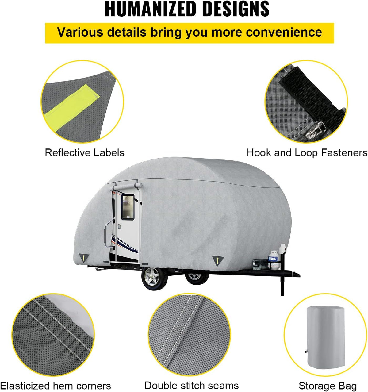 16' - 18' Waterproof Non-Woven Teardrop Trailer Cover T406