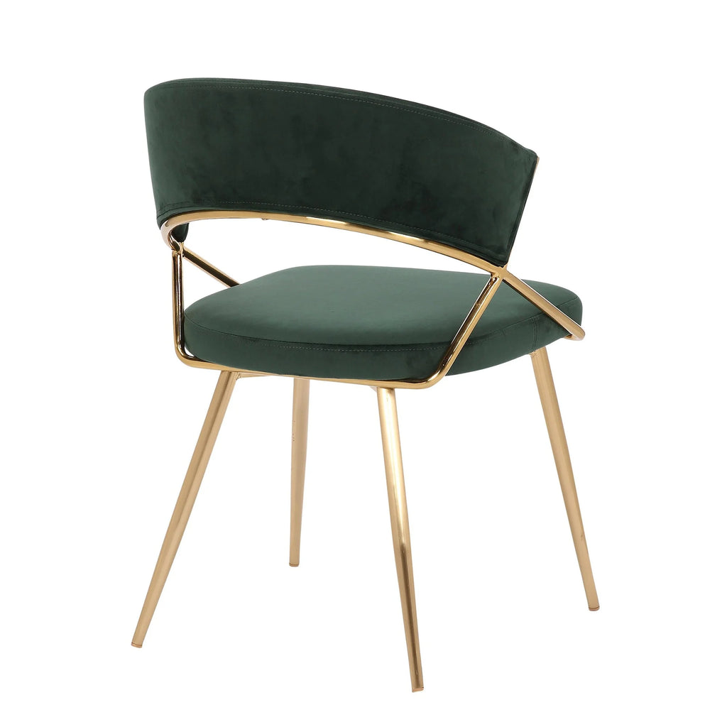 Gold Steel and Green Velvet Dining Chair Set of 2 W763