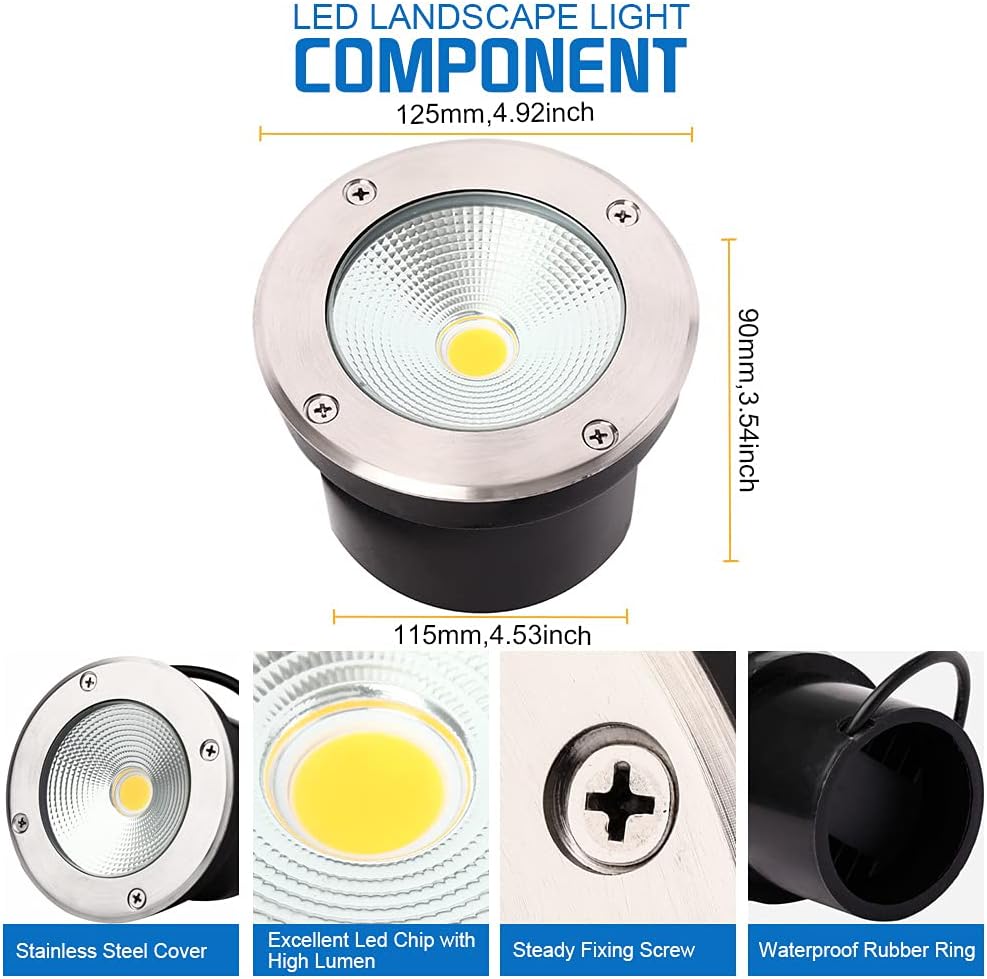 18W 12V IP67 Waterproof LED Landscape Lights 4 Pack Warm White L16572