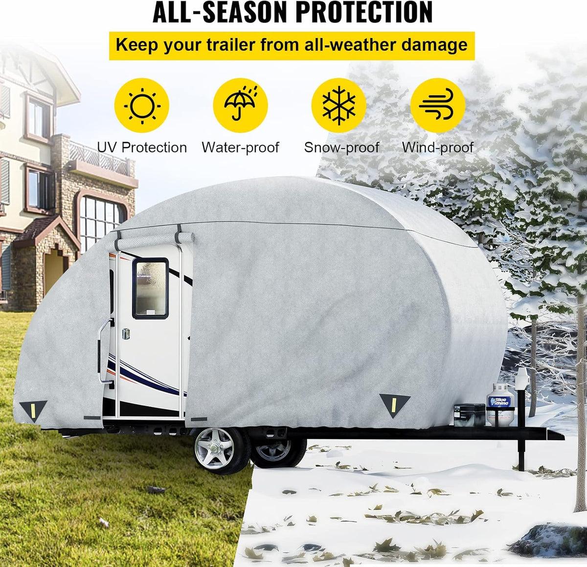 16' - 18' Waterproof Non-Woven Teardrop Trailer Cover T406