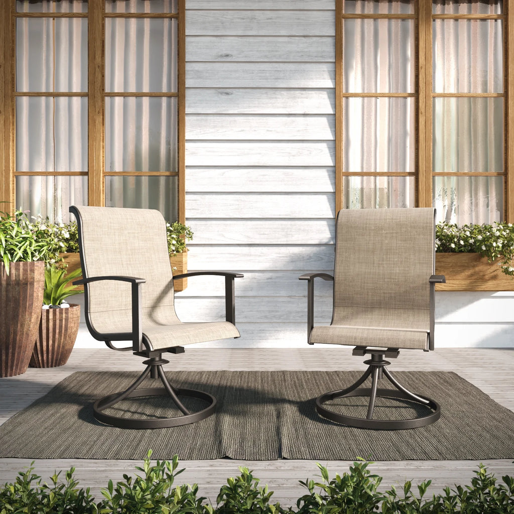 Swivel Patio Chairs Set of 2 Metal Frame T55389