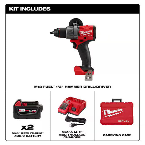 18V Lithium-Ion Brushless Cordless Hammer Drill Driver Kit with Impact Wrench O71945