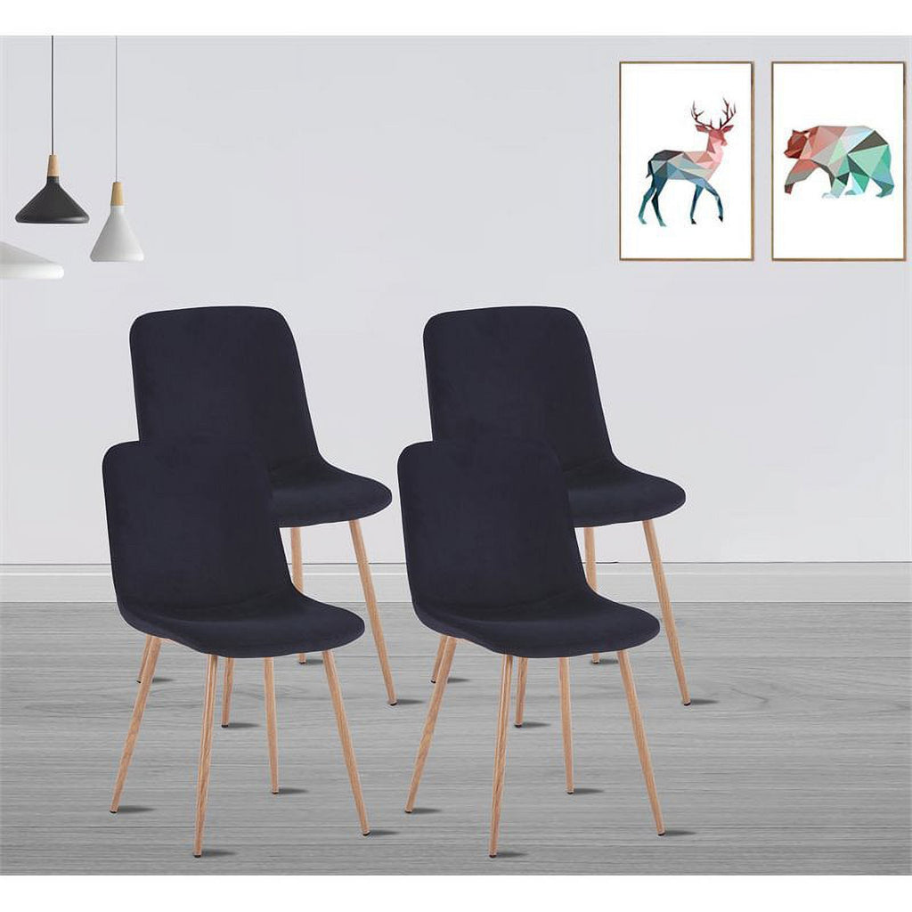 Black Velvet Upholstered Dining Chairs Set of 4 B4442