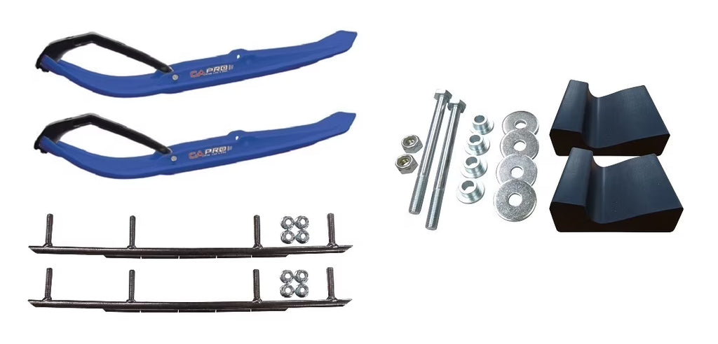 Blue MTX Snowmobile Skis with 10" Round Bars Complete Kit K421480