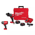 18V Lithium-Ion Brushless Cordless Hammer Drill Driver Kit with Impact Wrench O71945