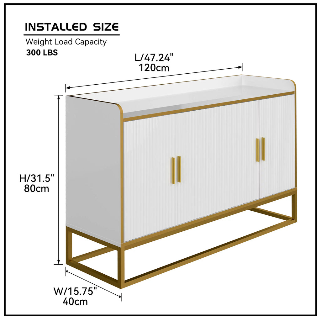 White Gloss Storage Cabinet with Metal Legs X6493