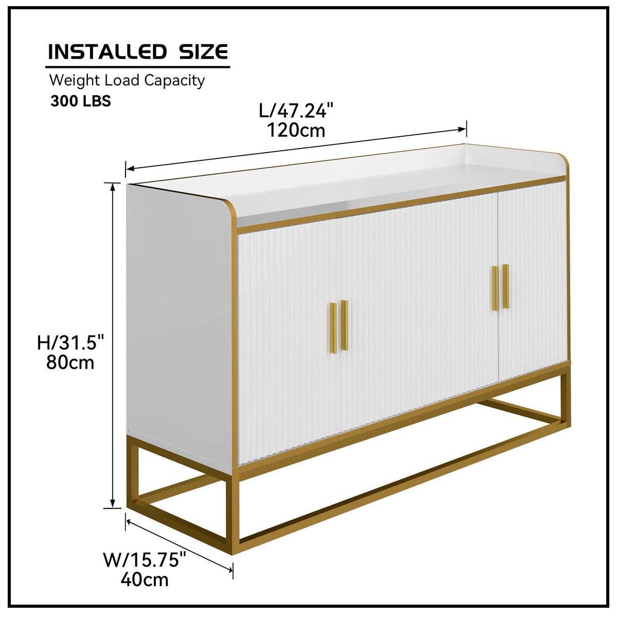 White Gloss Storage Cabinet with Metal Legs X6493