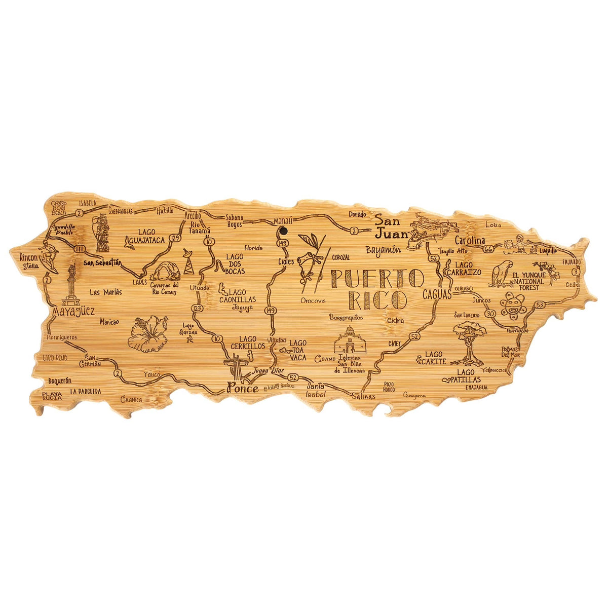 Puerto Rico Shaped Serving and Cutting Board H78998