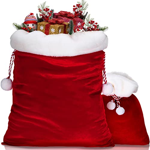 2 Pieces Velvet Drawstring Santa Bags Q583650