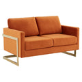 Upholstered Velvet Loveseat with Gold Frame O9501