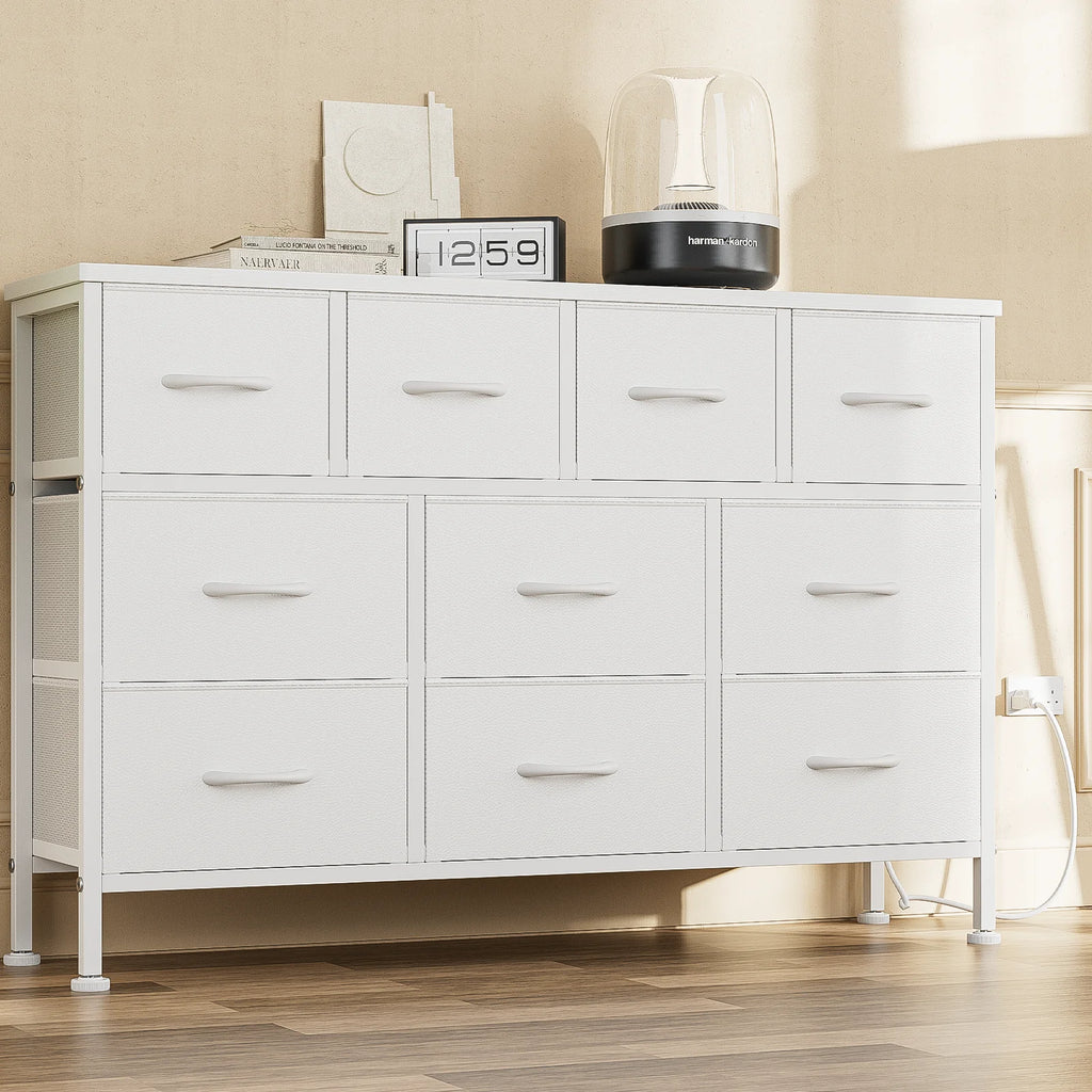 Brown 10 Drawer Fabric Dresser TV Stand Z197560