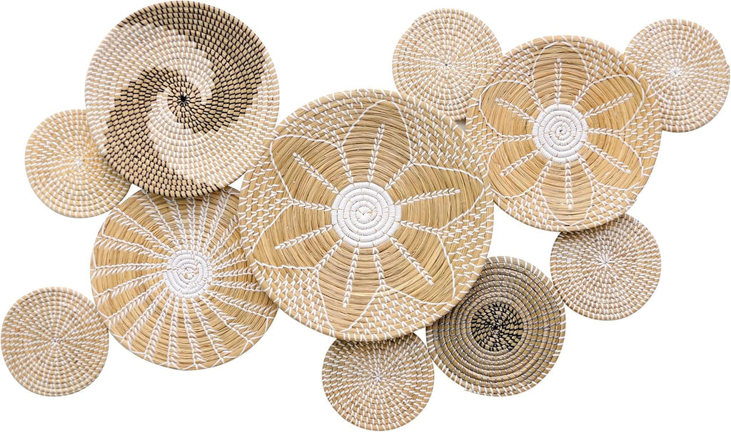 Rustic Woven Rattan Wall Basket Decor Set of 11 Y867170