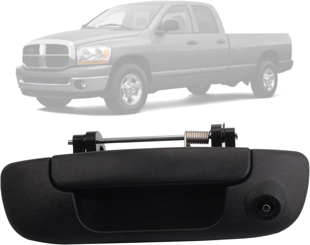 Tailgate Handle with Backup Rear View Camera for 2002-2008 Dodge Ram 1500 2500 3500, RCA Connector, Pack of 2 H642550