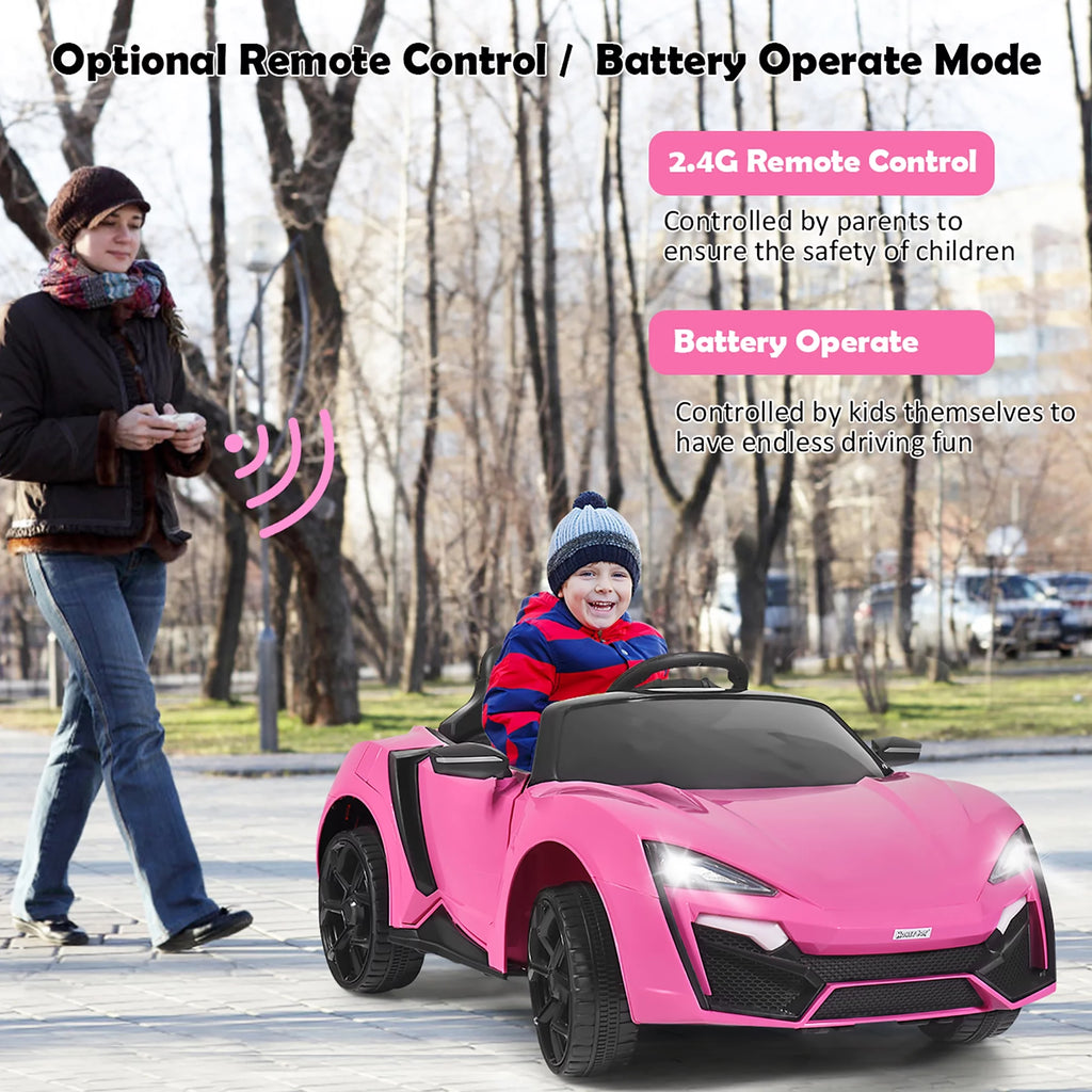 12V Kids Ride On Car with Lights MP3 Openable Doors Pink C982540