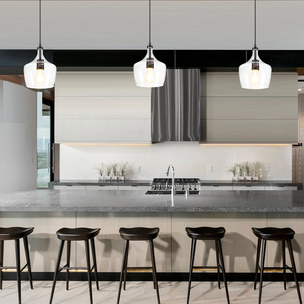 3-Pack Bronze Pendant Lighting with Glass Shade I66015
