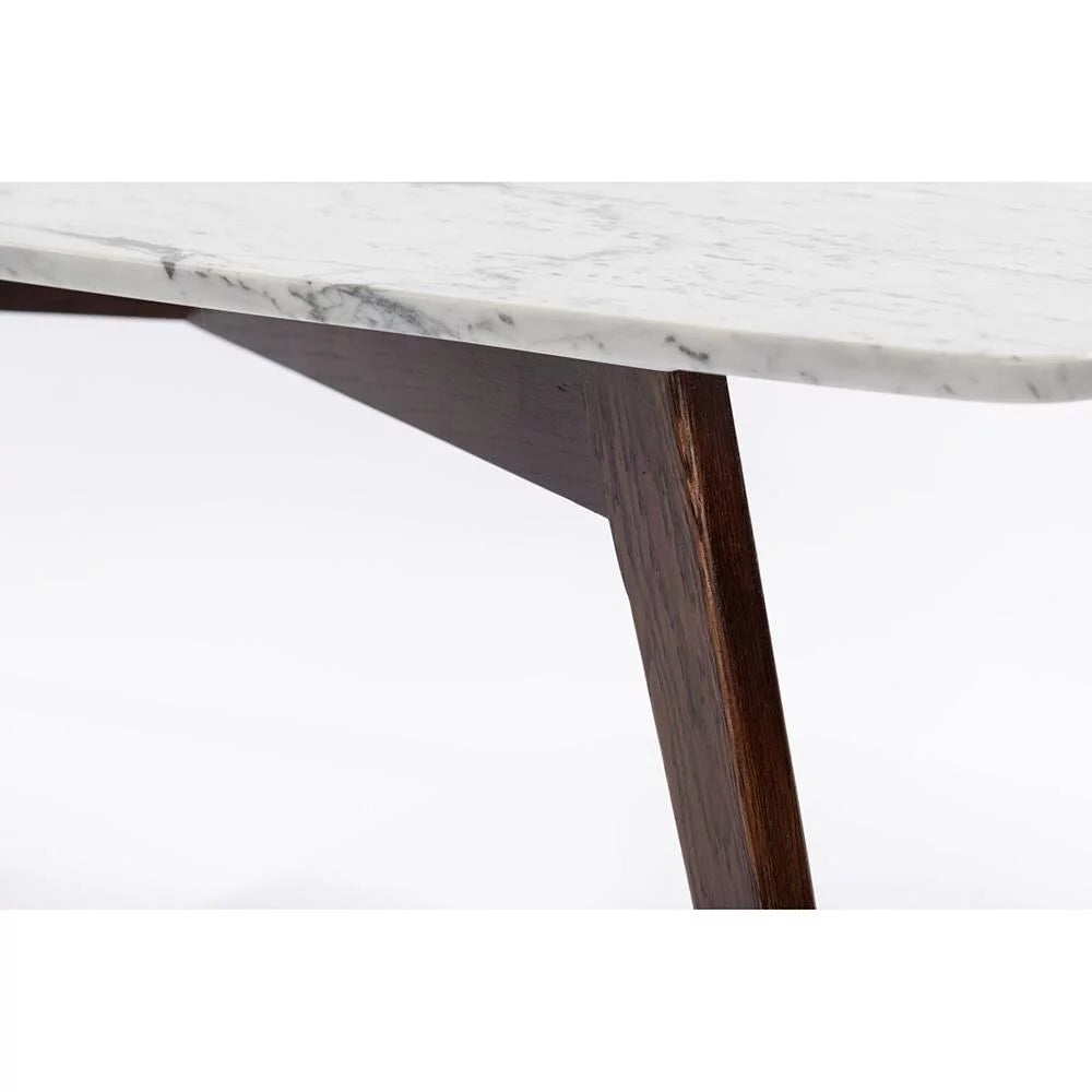 31" Square White Marble Coffee Table with Walnut Legs X4170