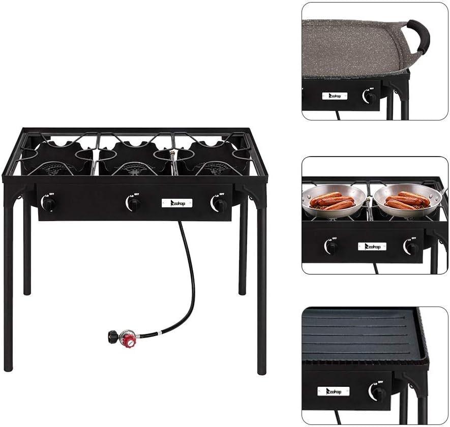Outdoor 3 Burner Propane Gas Camp Stove with Detachable Legs Z29243