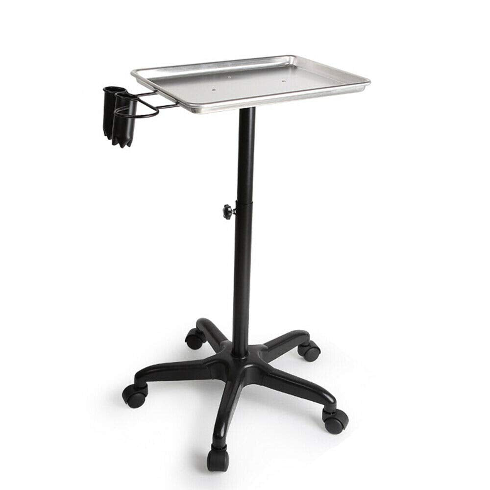 Adjustable Height Salon Rolling Trolley with Wheel (Black) U519