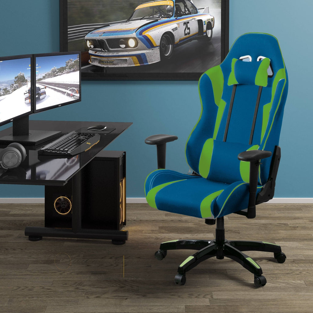 Bonded Leather, Fabric, and Mesh High-Back Ergonomic Gaming Chair Y4690