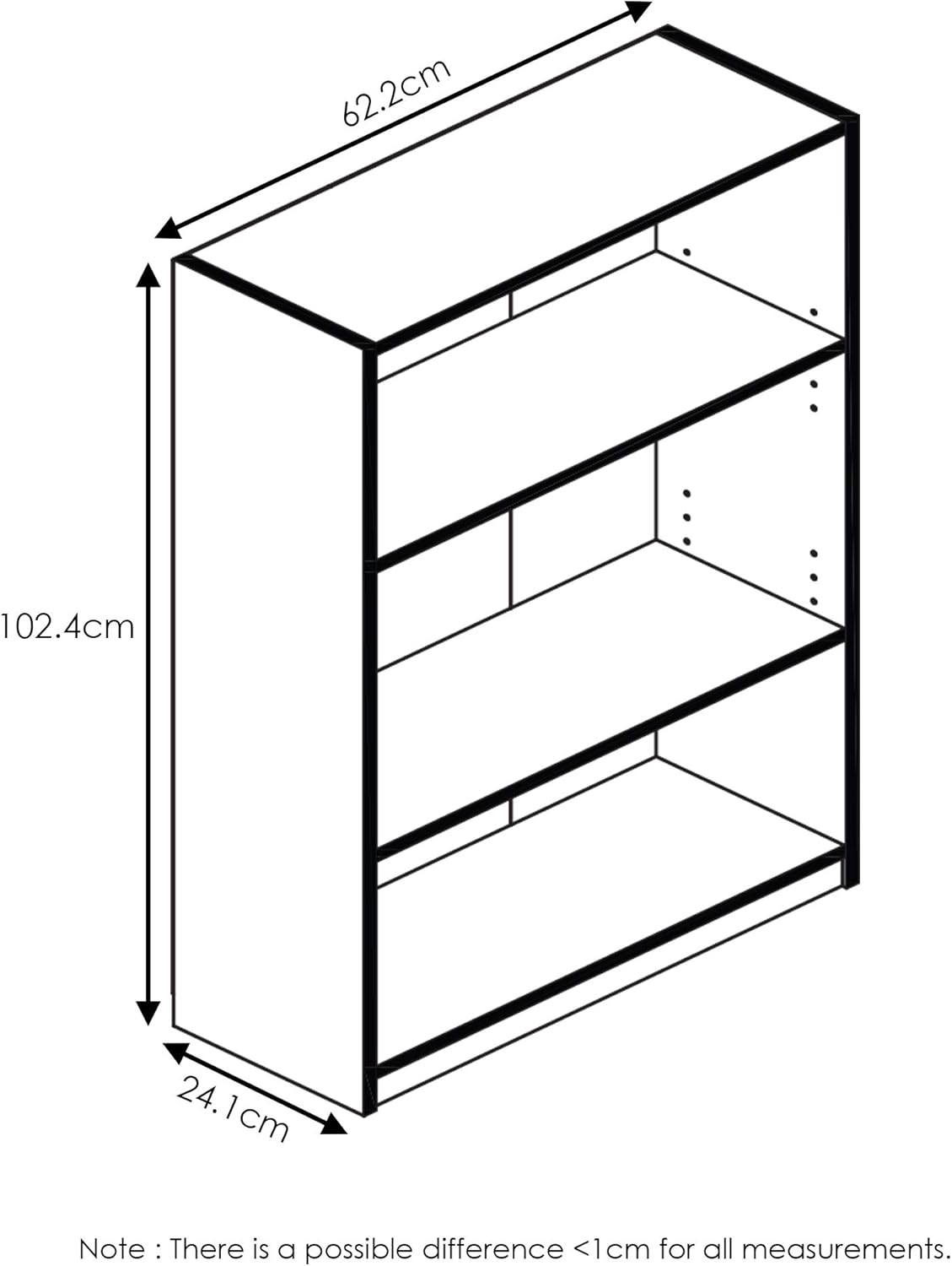 5-Tier Reversible Color Open Shelf Bookcase, White & 3-Tier Adjustable Shelf Bookcase, White Y442211