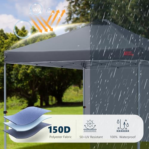 Durable Pop-up Canopy Tent with 1 Sidewall 10'x10' White J601867