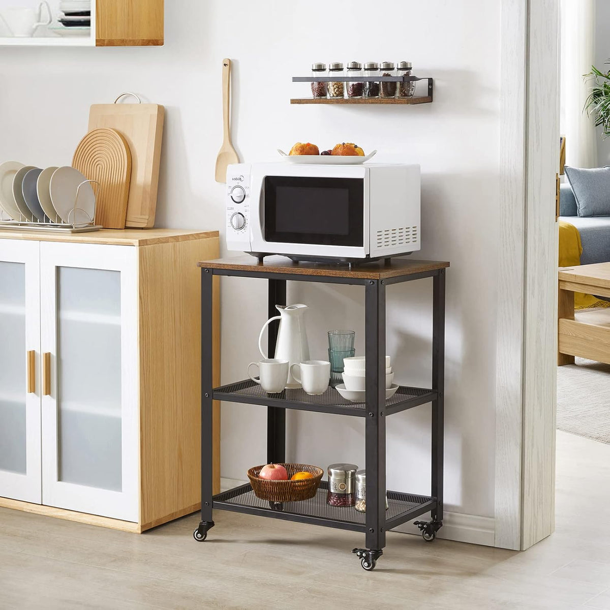 Vintage 3-Tier Kitchen Serving Cart on Wheels K895149
