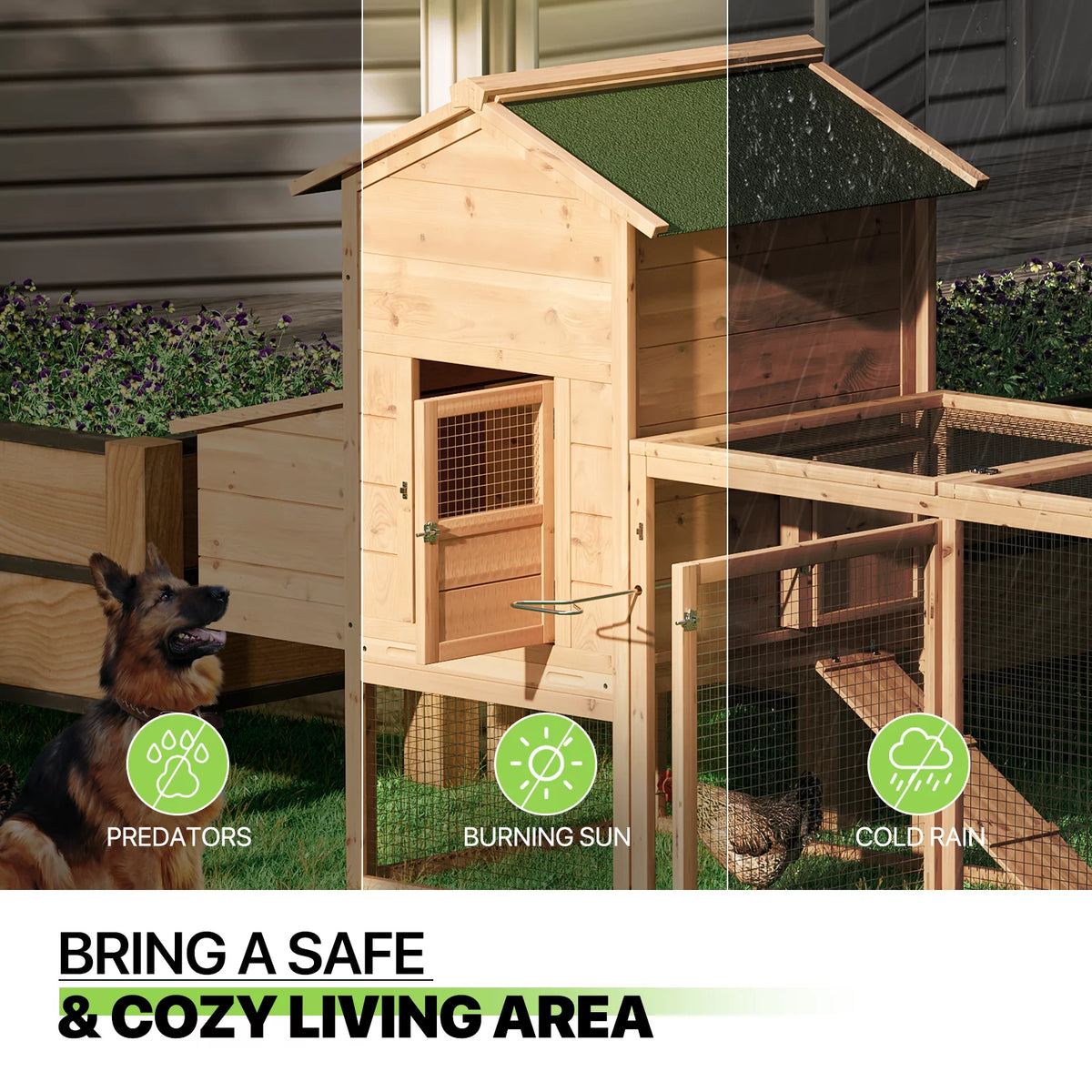 80 inch Wooden Chicken Coop with Nesting Box L58957