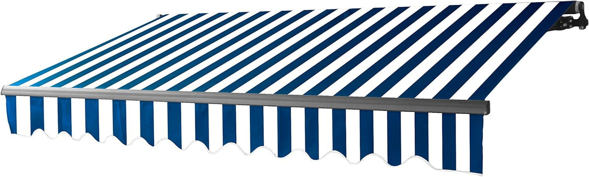Blue and White Stripes Retractable Patio Awning E16275