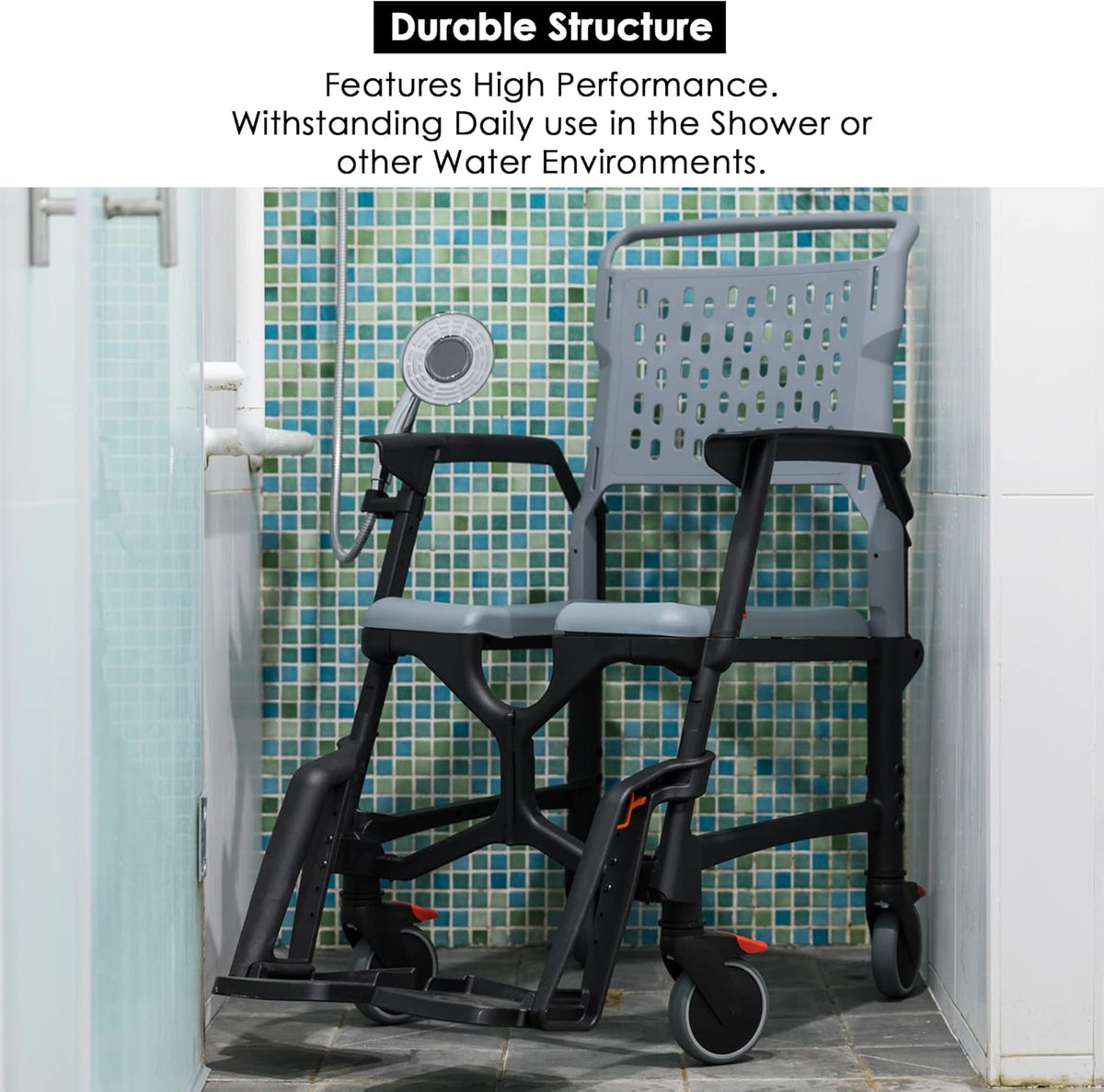 Adjustable Commode Shower Chair with Wheels B58122