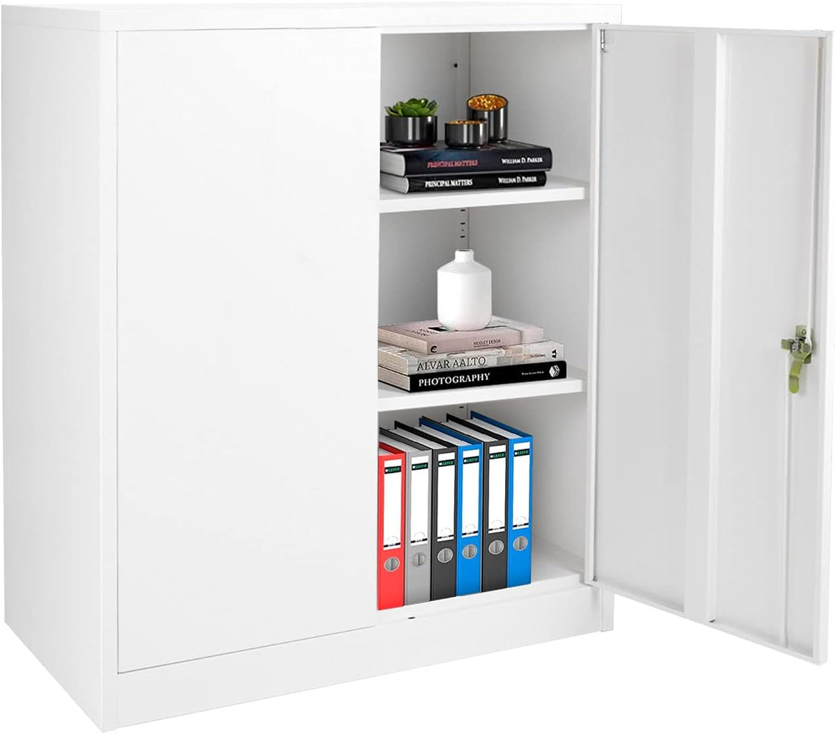 Tall Gray Locking Steel Storage Cabinet with Shelves Z172979