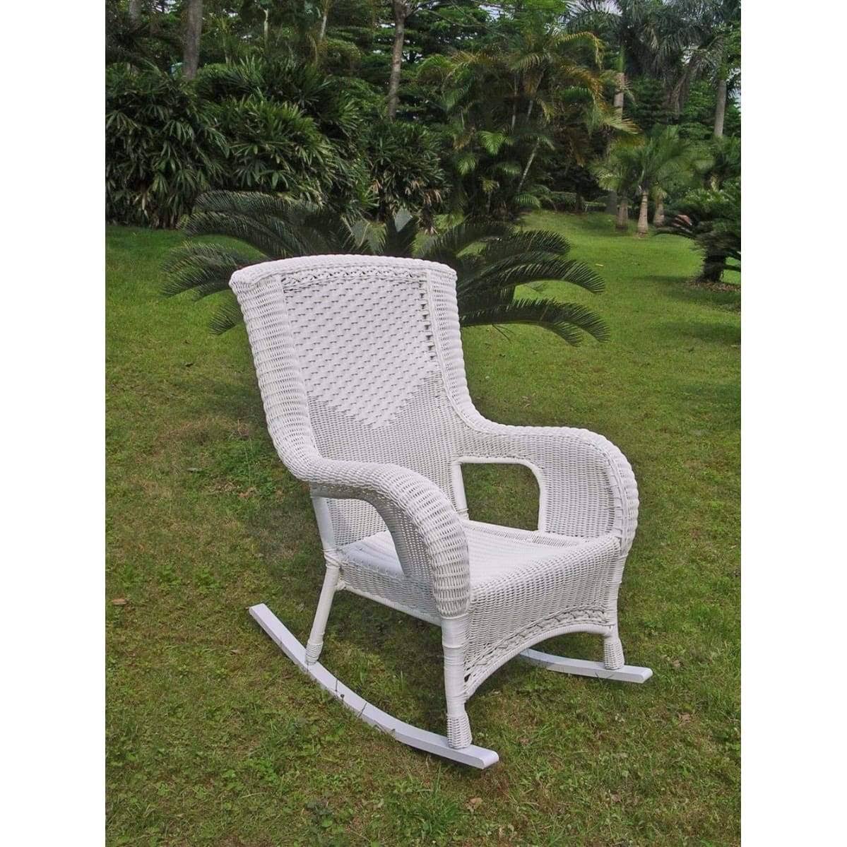 White Resin Wicker Aluminum Rocker B541149