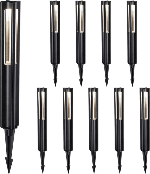 10-Pack Low Voltage LED Pathway Lights, 3W 12V AC/DC, IP65 Waterproof, Aluminum Housing, 3000K Warm White, Black S5215