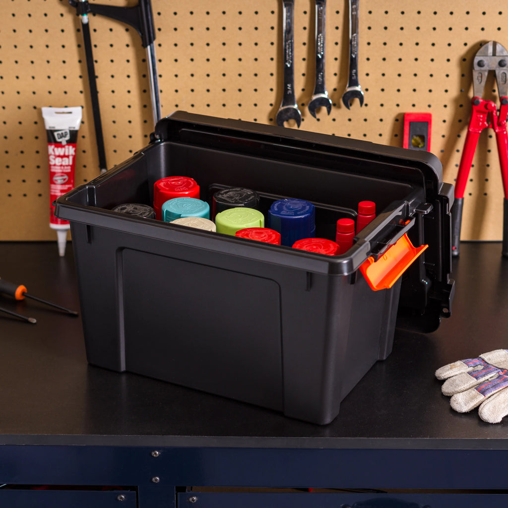 5 Gallon Heavy Duty Plastic Storage Bin Black, Set of 4 A39820