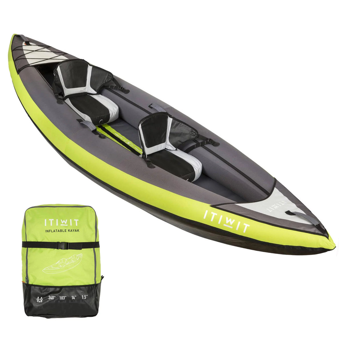 Inflatable Sit on Kayak with Pump, Green E66486